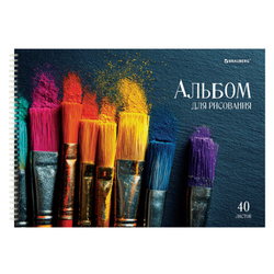 Альбомы для рисования ДЭК, А4, 40 л., КОМПЛЕКТ 2 шт., гребень, глянцевый лак, BRAUBERG, 200х290 мм,