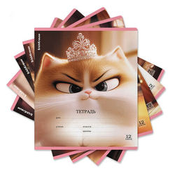 Тетрадь 12 л., клетка, блёстки, ERICH KRAUSE, ''Prima Cat'' (микс в спайке), 64822