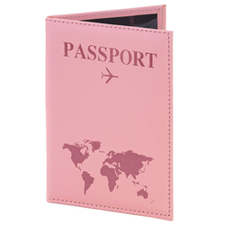 Обложка для паспорта ''Passport map'', экокожа soft-touch, розовая, STAFF, 238759