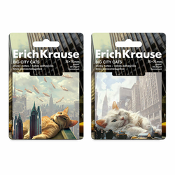 Блок самоклеящийся ERICH KRAUSE ''Big City Cats'', 75х75 мм, 50 листов, ассорти, 63183