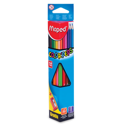 Карандаши цветные MAPED (Франция) ''Color'Peps Star'', 12 цветов + ТОЧИЛКА, трехгранные, грифель 3 мм,