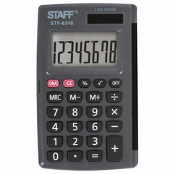 Калькулятор карманный STAFF STF-6248 (104х63 мм), 8 разрядов, двойное питание, 250284