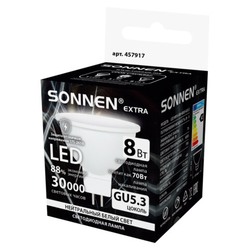 Лампа светодиодная SONNEN EXTRA, 8 (70) Вт, GU5.3, софит, нейтральный белый, 30000 ч, LED MR16-8W-40