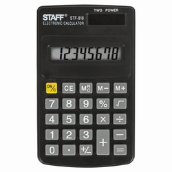 Калькулятор карманный STAFF STF-818 (102х62 мм), 8 разрядов, двойное питание, 250142
