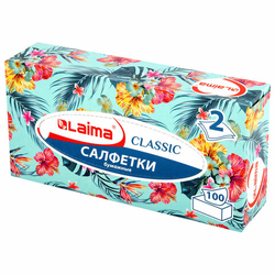 Салфетки косметические 100 шт. в картонном боксе 2-слойные, LAIMA ''Everyday'', 20х20 см, 113588