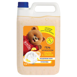 Средство для мытья посуды 5 л, QUALITA ''Гель Lemon & Orange'', 14840
