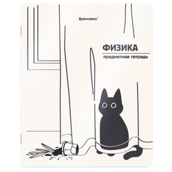 Тетрадь предметная КОТ-НЕПОСЕДА 48 л., пластиковая обложка, ФИЗИКА, клетка, подсказ, BRAUBERG, 40553