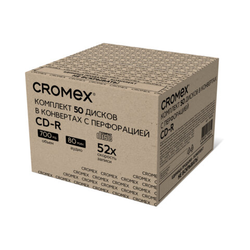Диск CD-R CROMEX (КРОМЕКС), 700 Mb, 52x, в конверте с перфорацией, КОМПЛЕКТ 50 шт., 514306