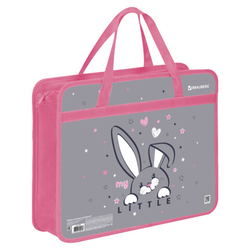 Папка на молнии с ручками BRAUBERG А4, 1 отделение, пластик, 80 мм, ''Curious bunny'', 272164