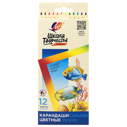 Карандаши цветные ЛУЧ ''Школа Творчества'', 12 цветов, трёхгранные, натуральное дерево, 30С 1806-08