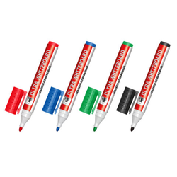 Маркеры стираемые для белой доски, НАБОР 4 ЦВЕТА, BRAUBERG ''ULTRA WHITEBOARD MARKER'', 3 мм, 152635