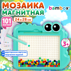 Мозаика магнитная развивающая для детей ''Крокодил'', стилус, 101 магнит, 10 карточек, BAMBOX (БАМБОКС