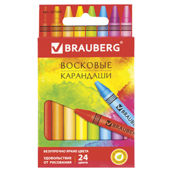 Восковые мелки BRAUBERG ''АКАДЕМИЯ'', НАБОР 24 цвета, 227285