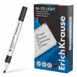 Маркер стираемый для белой доски, ЧЕРНЫЙ, ERICH KRAUSE ''W-170 Light'', круглый наконечник, 2,5 мм, 63