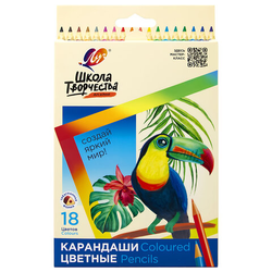 Карандаши цветные ЛУЧ ''Школа Творчества'', 18 цветов, трехгранные, натуральное дерево, 30С 1807-08