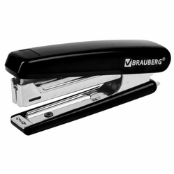 Степлер 10 BRAUBERG ''Classic'', до 12 листов, с антистеплером, черный, 222545