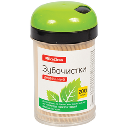 Зубочистки деревянные OfficeClean, 200шт., в баночке 258861