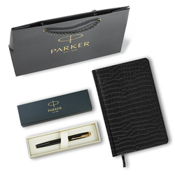 Ручка перьевая PARKER ''IM Core Black Lacquer GT'', ежедневник А5 черный, пакет, 880900