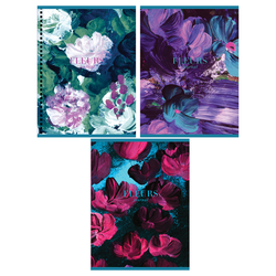 Тетрадь 80л., А5, клетка на гребне GreenwichLine ''Blue flowers'', глянцевая ламинация, 70г/м2 NS5c80-