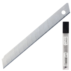 Лезвия для ножей 9 мм КОМПЛЕКТ 10 ШТ., толщина лезвия 0,38 мм, в пластиковом пенале, STAFF ''Basic'',