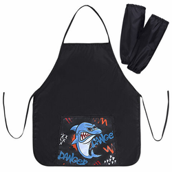 Накидка фартук с нарукавниками для труда ПИФАГОР, 1 карман, 46х54 см, ''Angry shark'', 272460