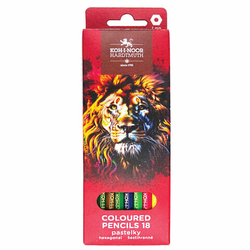 Карандаши цветные KOH-I-NOOR ''RED LION'' 18 цветов, шестигранные, 2,8 мм, натуральное дерево, 3553/18