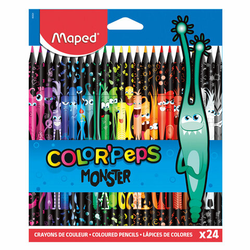 Карандаши цветные MAPED ''COLOR PEP'S Black Monster'', 24 цвета, трехгранные, 862624