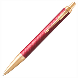 Ручка шариковая PARKER ''IM Premium Red GT'', корпус красный лак, позолоченные детали, синяя, 2143644