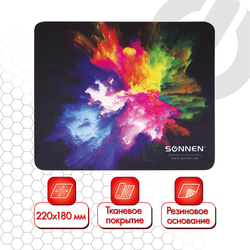Коврик для мыши SONNEN ''EXPLOSIVE'', резина + ткань, 220х180х3 мм, 513291
