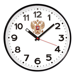 Часы настенные TROYKATIME (TROYKA) 77770732, круг, белые, черная рамка, 30,5х30,5х5 см