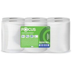 Бумага туалетная 200 м, FOCUS (система Т2) Eco Jumbo, 1 слой, цвет белый, КОМПЛЕКТ 12 рулонов, 50507