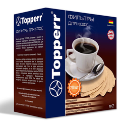 Фильтр TOPPERR 2 для кофеварок, бумажный, неотбеленный, 200 штук, 3049