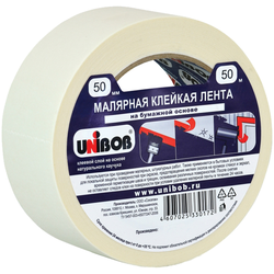 Клейкая лента малярная Unibob, 50мм*50м, инд. упаковка 28139