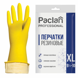 Перчатки МНОГОРАЗОВЫЕ латексные PACLAN ''Professional'', хлопчатобумажное напыление, размер 9,5-10, XL