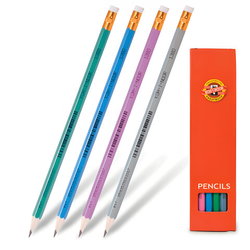 Карандаш чернографитный KOH-I-NOOR, 1 шт., ''Astra'', НВ, с ластиком, корпус ассорти, заточенный, 1380