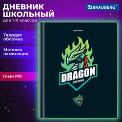 Дневник 1-11 класс 40 л., твердый, BRAUBERG, матовая ламинация, ''Dragon'', 107178