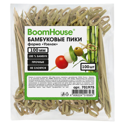 Шпажки-пики для канапе бамбуковые форма ''Узелок'' 10 см, 100 шт., BOOMHOUSE (БУМХАУС), 701975