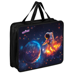 Папка на молнии с ручками ЮНЛАНДИЯ А4, 1 отделение, пластик, 80 мм, ''Space explorer'', 273365