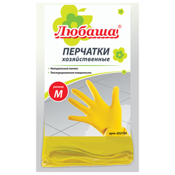 Перчатки МНОГОРАЗОВЫЕ латексные ЛЮБАША ''ЭКОНОМ'', хлопчатобумажное напыление, размер 7-8, M (средний)
