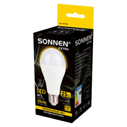 Лампа светодиодная SONNEN EXTRA, 25 (200) Вт, Е27, груша, теплый белый, 30000 часов, LED A65-25W-270