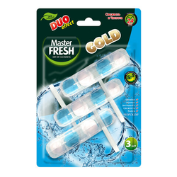 Блок туалетный подвесной твердый 3 шт. x 50 г, MASTER FRESH GOLD DUO EFFECT 5 в 1 ''Морской'', С000743