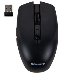 Мышь беспроводная USB, 800/1200/1600 dpi, 5 кнопок + колесо-кнопка, оптическая, SONNEN Q80, черная,