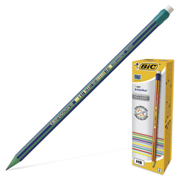 Карандаш чернографитный BIC, 1 шт., ''Evolution Stripes'', HB, с ластиком, корпус ассорти, 8960342
