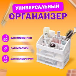 Органайзер для хранения косметики, канцтоваров, мелочей ДВА УРОВНЯ, 20х17х23,5 см, DASWERK (ДАСВЕРК)