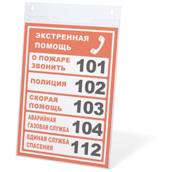 Подставка настенная для рекламных материалов ВЕРТИКАЛЬНАЯ (210х297 мм), А4, оргстекло, BRAUBERG, 290