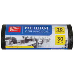 Мешки для мусора  30л OfficeClean ПНД, 48*55см, 7мкм, 30шт., черные, в рулоне 228589/А