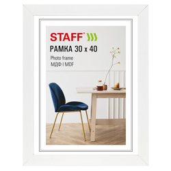 Рамка 30х40 см, небьющаяся, багет 30 мм, МДФ, STAFF ''Style'', белая, 391339