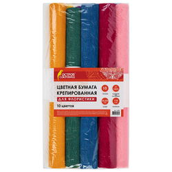 Бумага гофрированная/креповая, 110 г/м2, 50х250 см, НАБОР 10 рулонов, интенсив, ОСТРОВ СОКРОВИЩ, 112