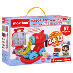 Тесто-пластилин для лепки MAX BAX (МАКС БАКС), 57 предметов, тематика: ''Веселая Кухня'', с формочками