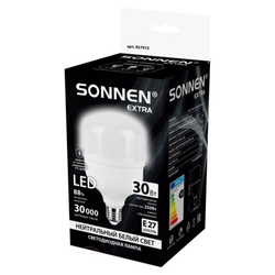 Лампа светодиодная SONNEN EXTRA, 30 (250) Вт, Е27, цилиндр, нейтральный белый, 30000 ч, LED Т100-30W